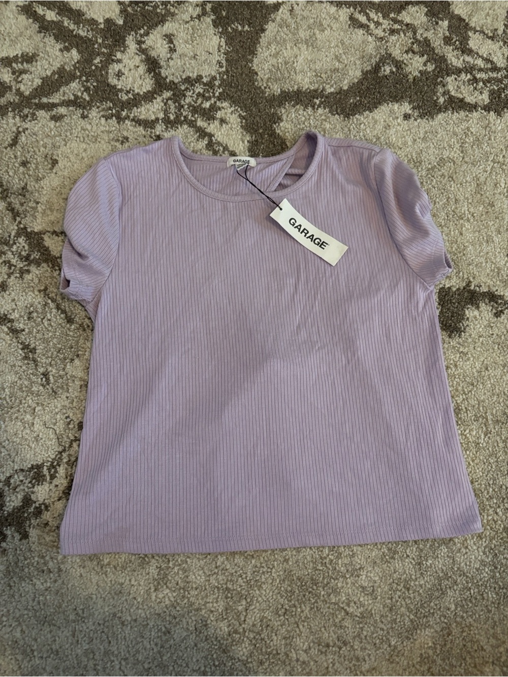 Garage Lavender Ribbed Short Sleeve Open Back Tee